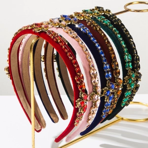 Baroque Luxurious Bee Rhinestone Velvet Headband For Women Vintage Fashion Inlaid Hair Band Party Banquet Headpiece Jewelry