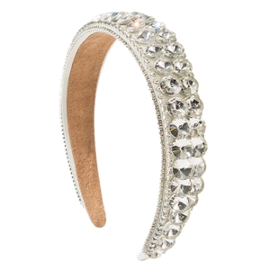 Baroque padded headband with sparkling clear rhinestones for luxury bridal wedding parties