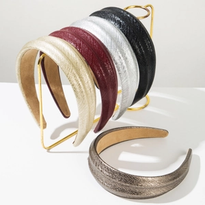 Vintage Padded Wide Headband For Women Snake Skin Pattern Leather Texture Fabric Hair Hoop Retro Fashion Hair Accessories