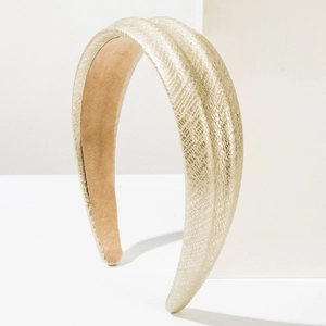 Fashionable gold snakeskin texture padded headband with a wide metallic finish