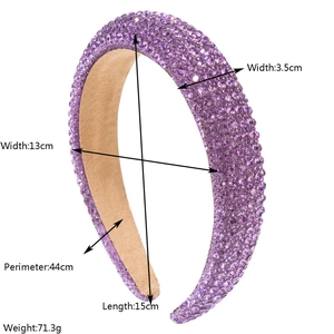 Serre-tête rembourré avec strass violets pour femme, design élégant avec doublure antidérapante