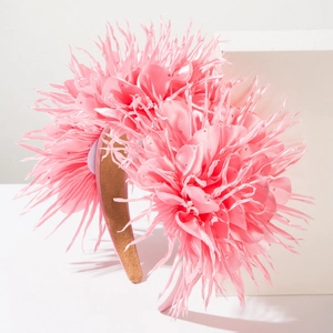 Serre-tête élégant à fleurs et plumes roses avec strass pour coiffures de fête et d'événements