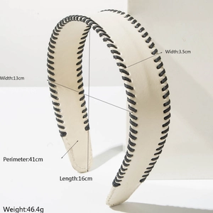 Chic two-tone faux leather wide headband with dimensions and weight product specifications