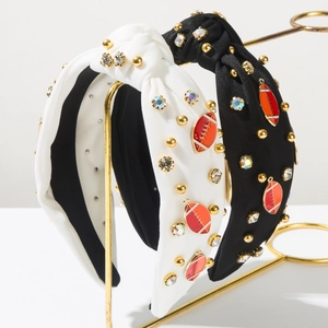 Cerchietto Annodato Sportivo Football Americano Tessuto Strass Borchie Accessorio Moda Capelli Per Donna Copricapo Decorativo