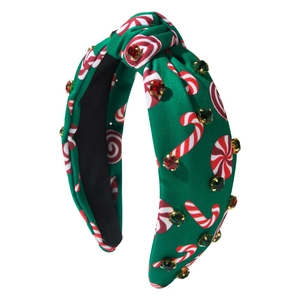 Serre-tête de Noël avec motif de sucre d'orge et strass brillants pour les fêtes