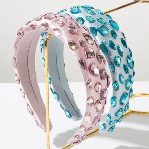 Luxury Baroque Padded Satin Headband Rhinestone Crystal Hair Band Vintage High Top Headpiece Fashion Accessories For Women