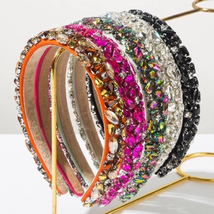 Serre-tête Rembourré de Luxe Baroque pour Femmes Vintage Fabriqué à la Main avec Strass Large Scintillant Accessoires de Coiffure