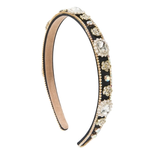 Baroque padded headband with sparkling crystals and pearls for elegant party hair styling