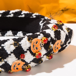 Détails du serre-tête d'Halloween avec pendentifs citrouille et strass incrustés