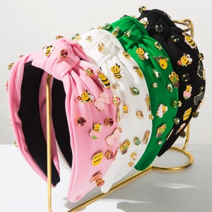 Damen Süß Knoten Breit Haarreif Gewebe Biene Schleife Emaille Blume Strass Haarreif Retro Barock Haarschmuck