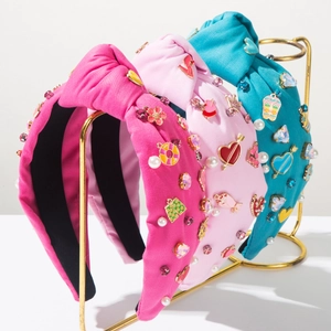 Diadema de Tela Anudada Estilo Barroco para Mujer Vacaciones de Verano Moda Accesorios para el Cabello Dijes Esmalte Corazón Perla Artificial Diamante