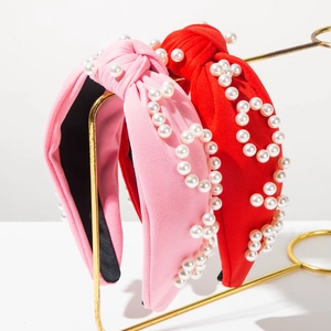 Serre-tête Large Noué Rose Rouge pour la Saint-Valentin Avec Künstliche Perles Strass Lettres LOVE Accessoire Cheveux Mode Femme