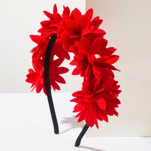 Elegant red floral headband with pearls in ins style for women fashion hair accessories