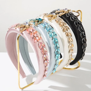 Padded Satin Headband With Butterfly Rhinestone And Faux Artificial Pearl Elegant Hair Hoop For Women Party Wedding Hair Accessories