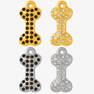 304 Stainless Steel Bone Pendant Only Rhinestone Dog Bone Charm For DIY Necklace Bracelet Jewelry Making Pet Accessory