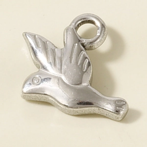Detailed macro view of 304 stainless steel bird pendant for DIY jewelry making