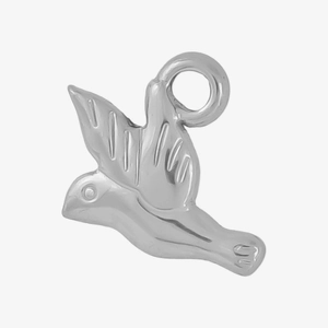 Polished 304 stainless steel bird pendant with flying dove design for DIY necklaces