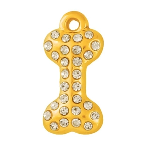 Golden 304 stainless steel bone pendant with rhinestones for DIY necklace and bracelet