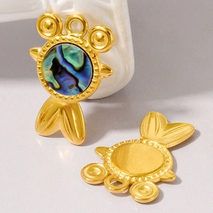 Détail d'un pendentif poisson DIY avec nacre d'abalone et base en métal doré brillant