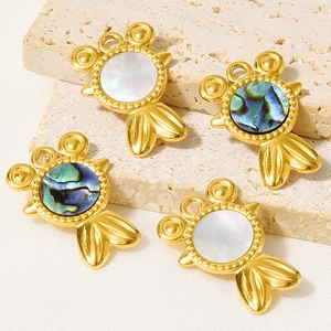 Pendentifs océan en acier inoxydable 304 avec incrustation de nacre pour bijoux DIY