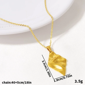 18k gold plated 304 stainless steel necklace with geometric rhombus pendant for women