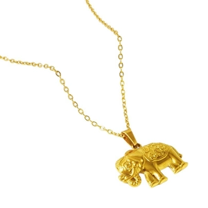 Collar minimalista de acero inoxidable chapado en oro de 18k con colgante de elefante