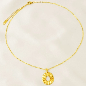 Collier minimaliste en acier inoxydable 304 doré 18k avec pendentif rond irrégulier