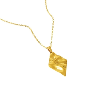 Minimalist 18k gold plated 304 stainless steel necklace with geometric wrinkled pendant