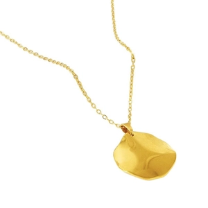 Collana minimalista in oro 18k con ciondolo a disco irregolare in acciaio inossidabile