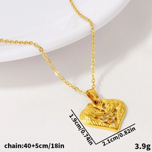 Collier en acier inoxydable 304 avec pendentif loup en cœur punk et chaîne à maillons croisés