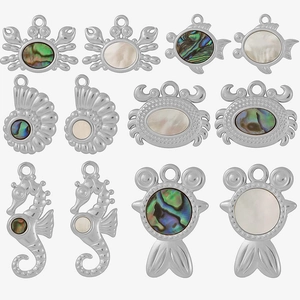 Pendentifs marins en acier inoxydable 304 avec coquillages et motifs animaux