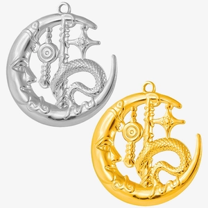 304 Stainless Steel Hollow Moon Dragon Pendant Gothic Mysterious Celestial DIY Jewelry Making Accessory For Necklace