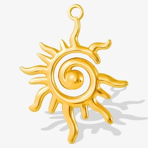 Vintage 304 Stainless Steel Sun Spiral Pendant DIY Necklace Accessories Electroplated Gold Silver Geometric Charm Jewelry Making