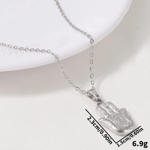 Detailed size specifications of the stainless steel Hamsa Hand pendant necklace