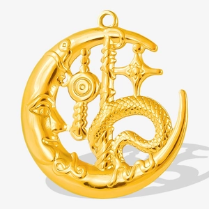 Golden 304 stainless steel crescent moon and dragon pendant for DIY jewelry making