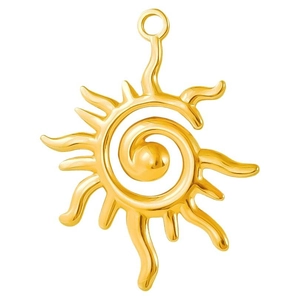Vintage 304 stainless steel gold sun pendant with spiral center for DIY jewelry making