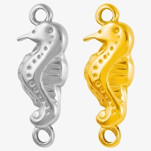 Seepferdchen-Anhänger aus poliertem 304 Edelstahl in Gold und Silber für Schmuck