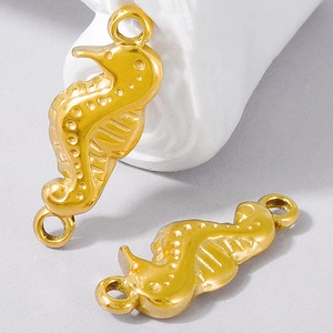 Seepferdchen-Anhänger aus 304 Edelstahl mit zwei Verbindungsringen für DIY-Schmuck