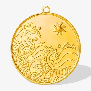 304 Stainless Steel Round Wave Sun Embossed Pendant For DIY Jewelry Making Gold Silver Plate Necklace Accessories