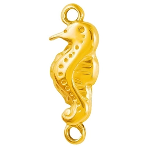 Goldener 304 Edelstahl Seepferdchen Anhänger mit Struktur und doppelten Verbindungsringen
