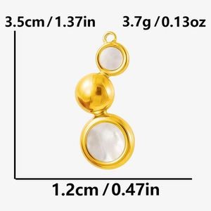 Detailed dimensions of the stainless steel abalone shell pendant showing 3.5cm height