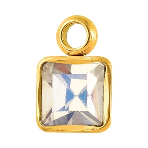 Eleganter quadratischer Anhänger aus 304 Edelstahl mit klarem Kristall in Goldrahmen