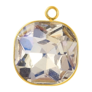 Minimalist 18k gold plated 304 stainless steel square glass crystal pendant for jewelry making