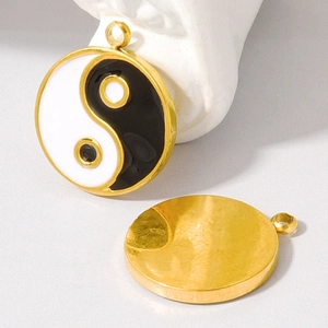 Minimalist 304 stainless steel Yin Yang Tai Chi charms for DIY necklace or bracelet jewelry