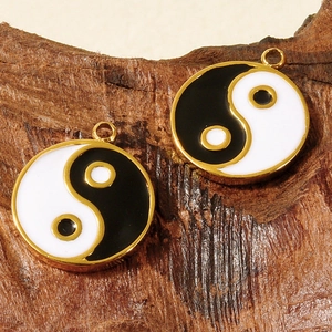 304 stainless steel Yin Yang Tai Chi pendants with gold plating for DIY jewelry making