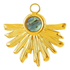 Pendentif soleil en acier inoxydable 304 avec incrustation de nacre pour bijoux DIY