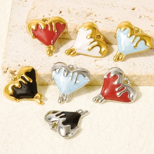 DIY 304 stainless steel heart pendant with colorful enamel drip glaze for necklaces