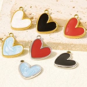 Colorful 304 stainless steel heart pendants with enamel finish for DIY jewelry making