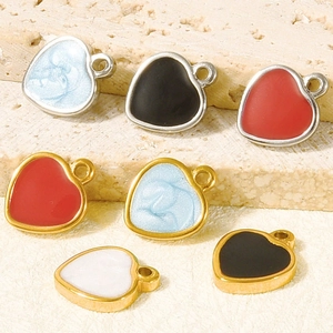 304 stainless steel heart enamel pendants in assorted colors for DIY jewelry making
