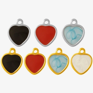 Stainless Steel Heart Pendants Romantic Drip Oil Enamel Charms For DIY Necklace Bracelet Minimalist Jewelry Accessories